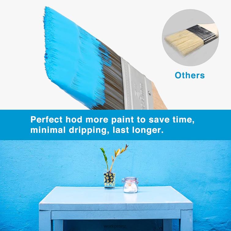 Paint Brushes Set, 5 Pcs Professional Flat and Angle Sash Paint Brush with Wood Handle 8884L151 Morden WORKPRO Tool