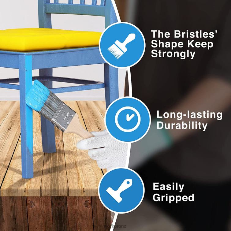 Paint Brushes Set, 5 Pcs Professional Flat and Angle Sash Paint Brush with Wood Handle 8884L151 Morden WORKPRO Tool