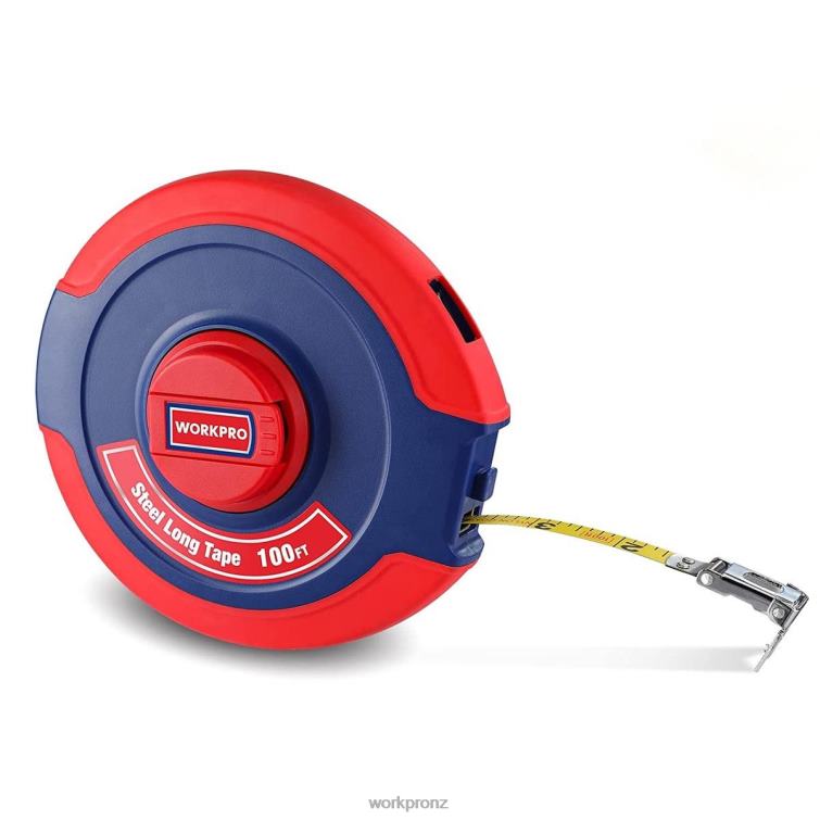 100 FT Tape Measure, Closed Reel Steel Long Tape with Foldable Handle, Shock-Resistant Case 8884L106 New WORKPRO Tool