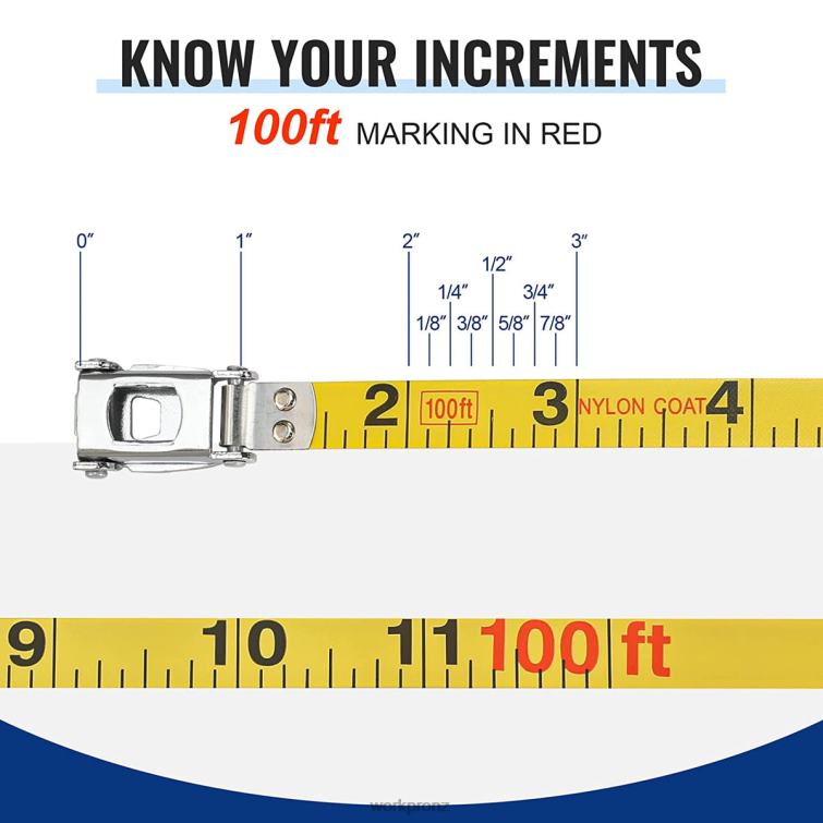 100 FT Tape Measure, Closed Reel Steel Long Tape with Foldable Handle, Shock-Resistant Case 8884L106 New WORKPRO Tool