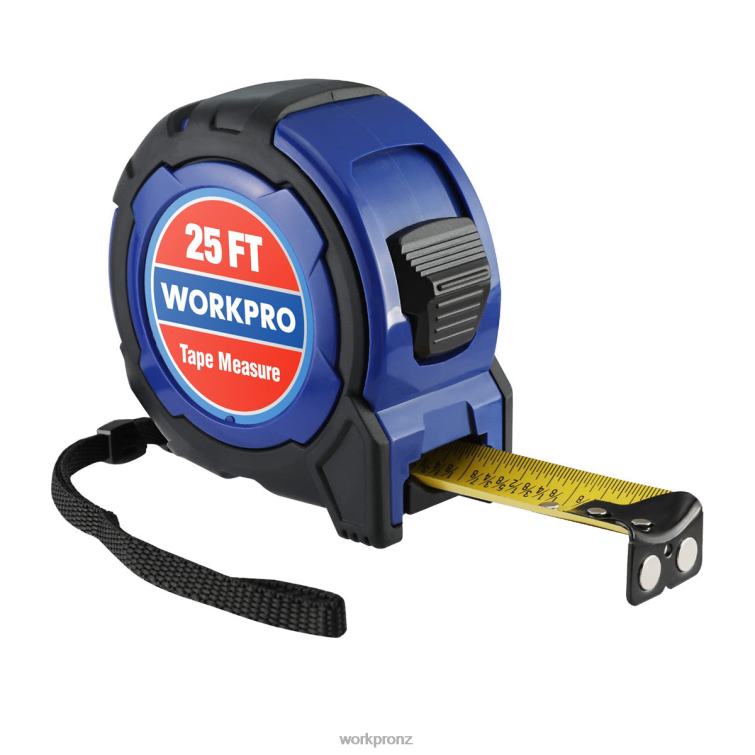 25FT Tape Measure, 1/8 Fractions, and 1/32 Accuracy Easy Read Measuring Tape, Retractable Nylon Coating Measurement Tape 8884L105 Useful WORKPRO Tool