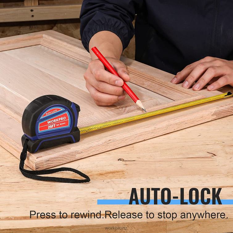 Auto-Lock Tape Measure 25 FT 8884L111 Useful WORKPRO Tool