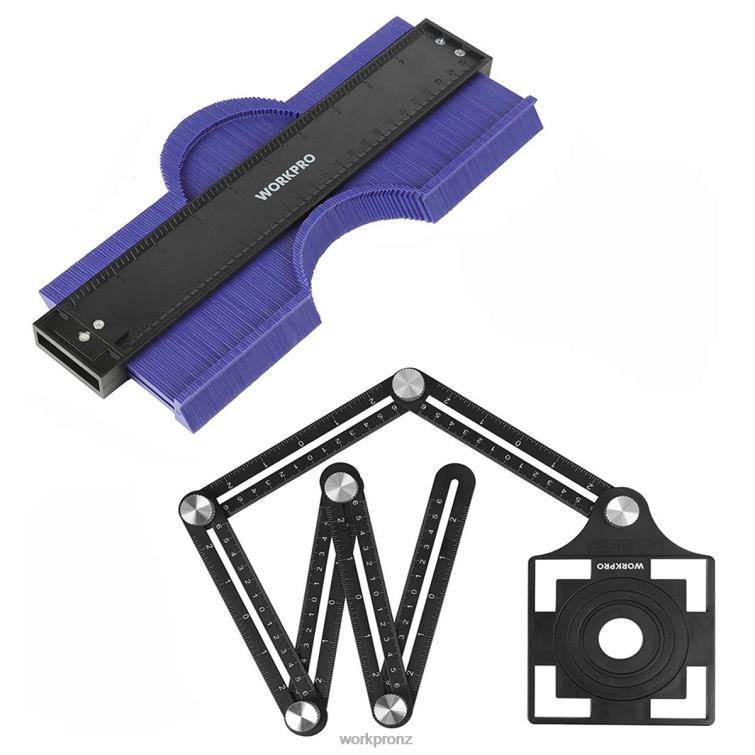 Contour Gauge and 6-Sided Angle Measuring Tool Combo Kit 8884L107 New WORKPRO Tool