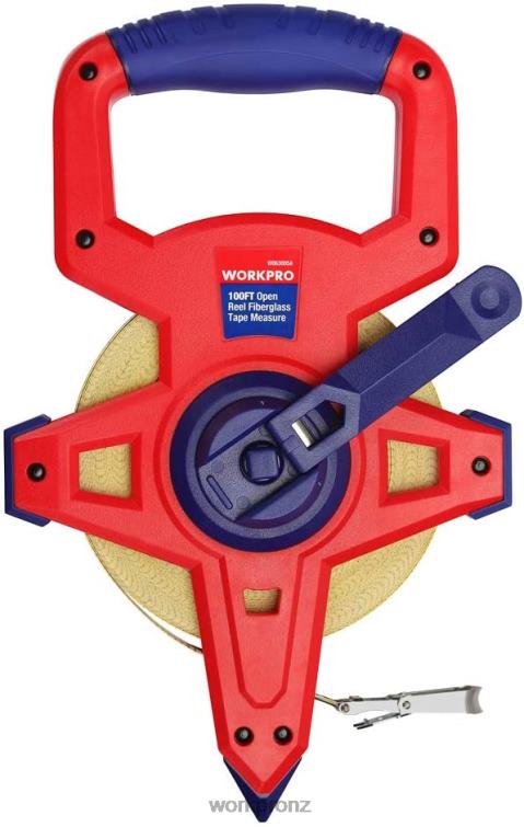 Open Reel Tape Measure with Double Nylon Coated Fiberglass Blade, 100 Feet 8884L109 New WORKPRO Tool