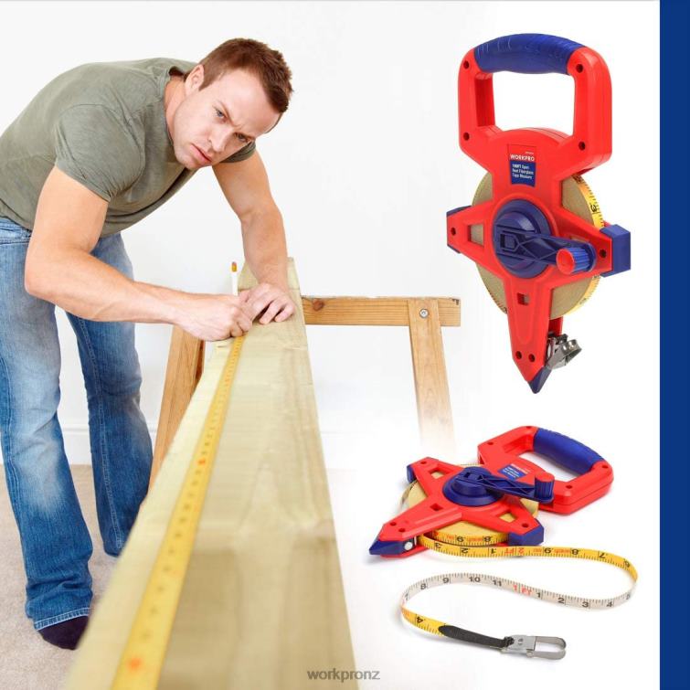 Open Reel Tape Measure with Double Nylon Coated Fiberglass Blade, 100 Feet 8884L109 New WORKPRO Tool