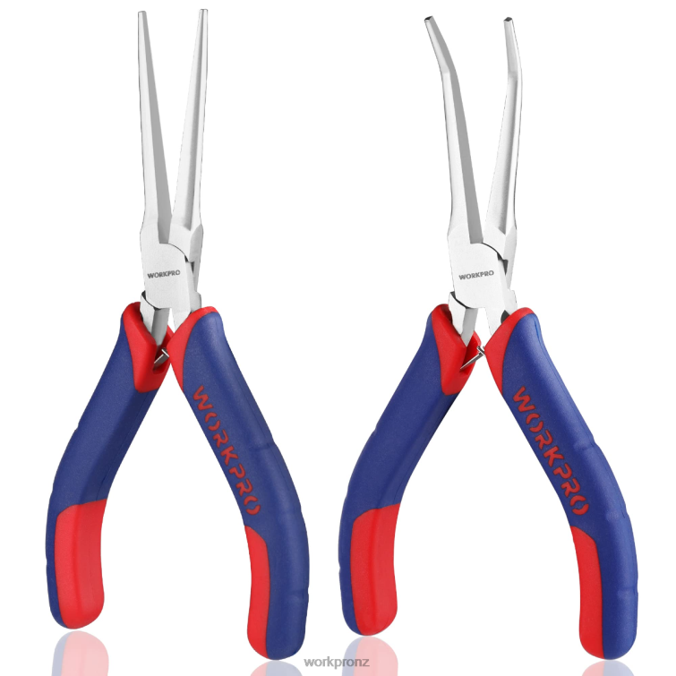 2-Pcs Mini Needle Nose Pliers Set, Long Nose Pliers, Bent Nose Pliers 8884L73 Morden WORKPRO Tool