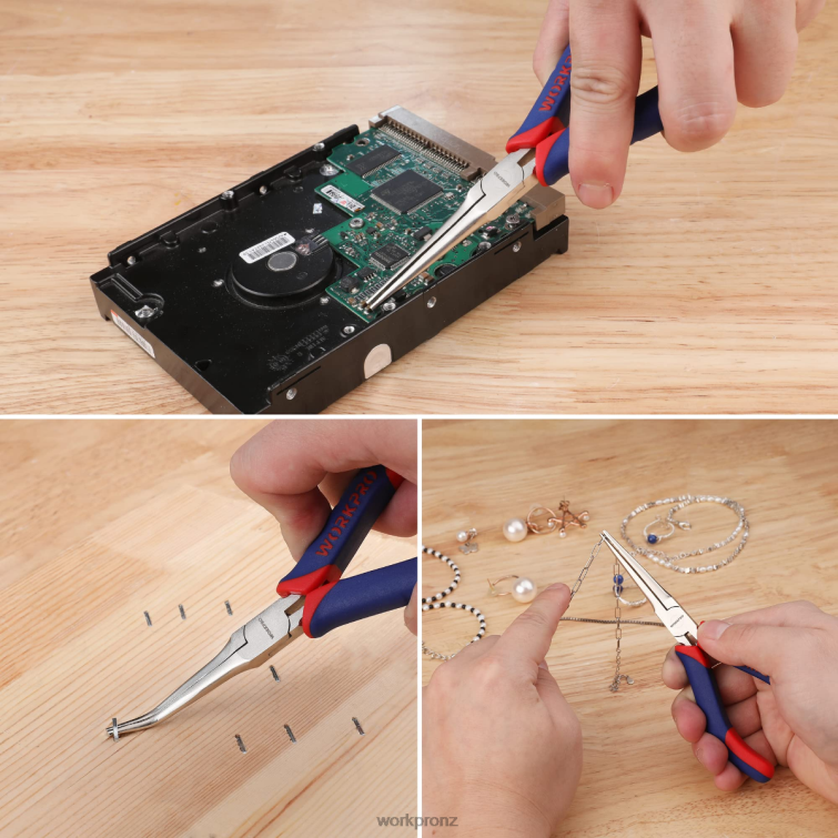 2-Pcs Mini Needle Nose Pliers Set, Long Nose Pliers, Bent Nose Pliers 8884L73 Morden WORKPRO Tool