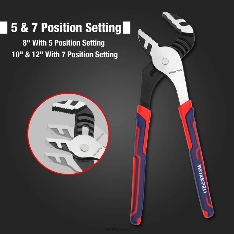 3 Pcs Adjustable Multipurpose Groove Joint Pliers Set 8884L68 New WORKPRO Tool