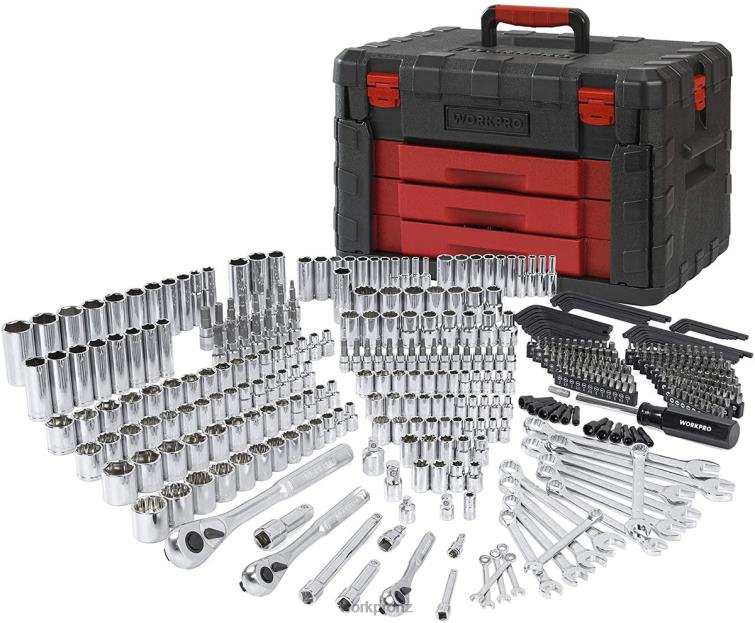 450 Pcs Universal Professional Mechanics Tool Set with Heavy Duty Case Box 8884L306 Useful WORKPRO Tool