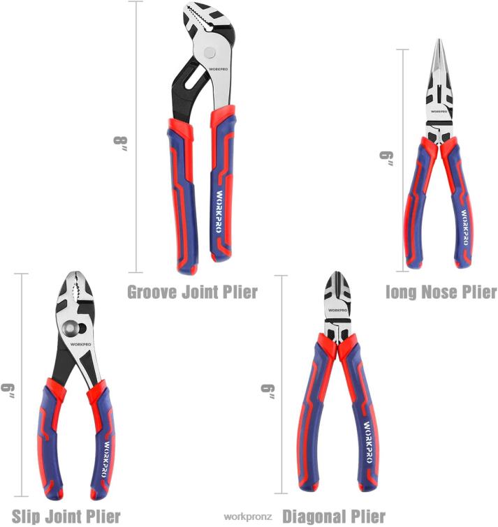 4 Pcs Premium CR-V Construction Pliers Tool Sets 8884L72 Morden WORKPRO Tool