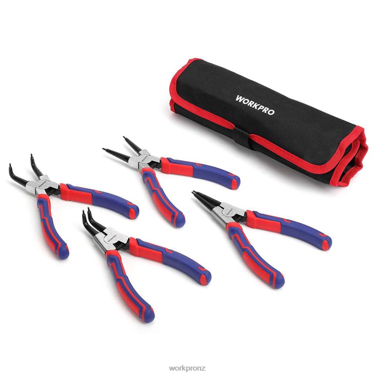 4 Pcs Snap Ring Pliers Set with Storage Pouch 8884L67 Useful WORKPRO Tool