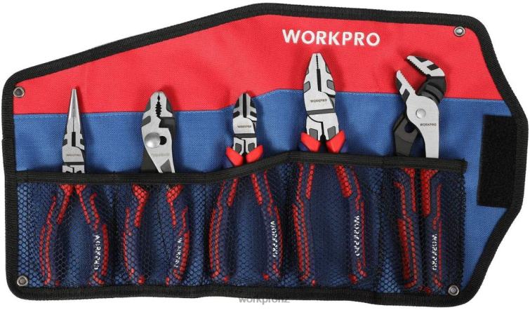 5 Pcs Premium Cr-V Construction Pliers Set with Storage Pouch 8884L66 Useful WORKPRO Tool