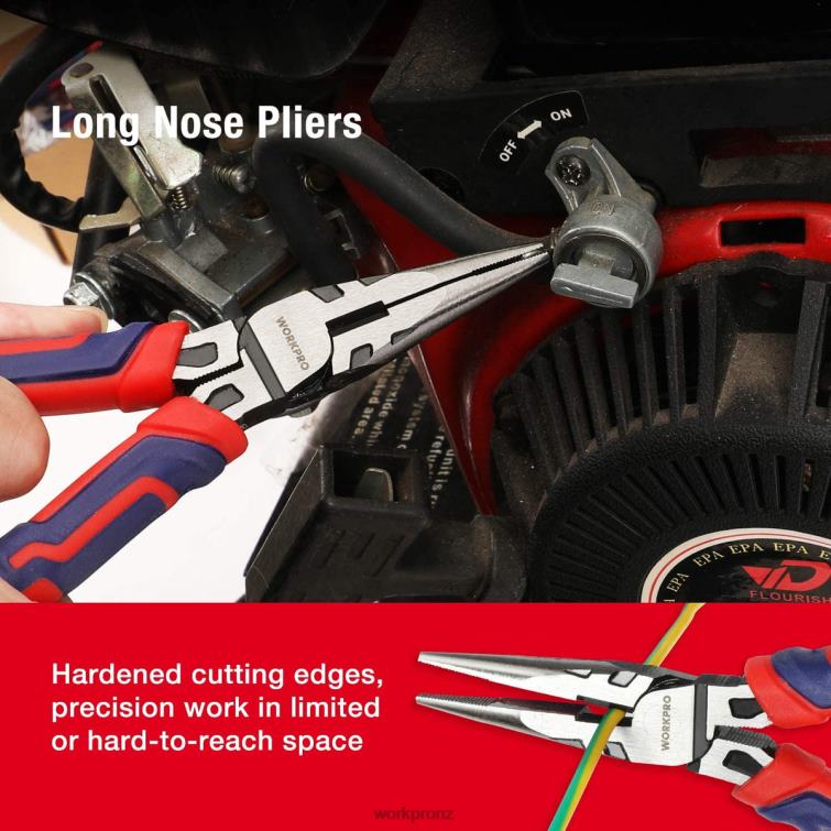 5 Pcs Premium Cr-V Construction Pliers Set with Storage Pouch 8884L66 Useful WORKPRO Tool