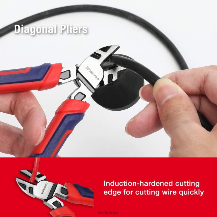 5 Pcs Premium Cr-V Construction Pliers Set with Storage Pouch 8884L66 Useful WORKPRO Tool