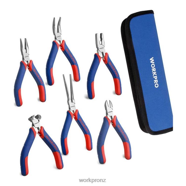 6 Pcs Mini Pliers Set with Pouch 8884L64 Useful WORKPRO Tool