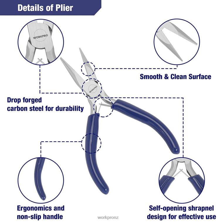 7 Pcs Jewelry Pliers Set for Jewelry Making Tools with Easy Carrying Pouch 8884L77 Useful WORKPRO Tool