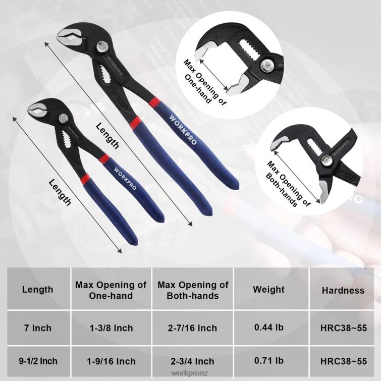 Groove Joint Pliers with Comfort Grip 8884L71 Helpful WORKPRO Tool