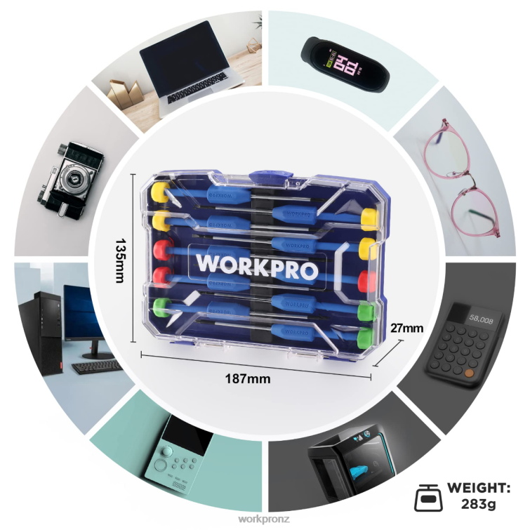 10-Pcs Precision Screwdriver Set with Case, Phillips, Slotted, Torx Star, Magnetic Screwdriver Repair Tool Kit, Non-Slip Grip 8884L103 New WORKPRO Tool