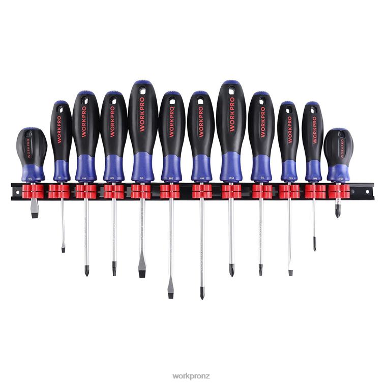 12 Pcs Magnetic Screwdrivers Set with Organizer Flat for Industrial Household Mechanics Repair 8884L99 New WORKPRO Tool