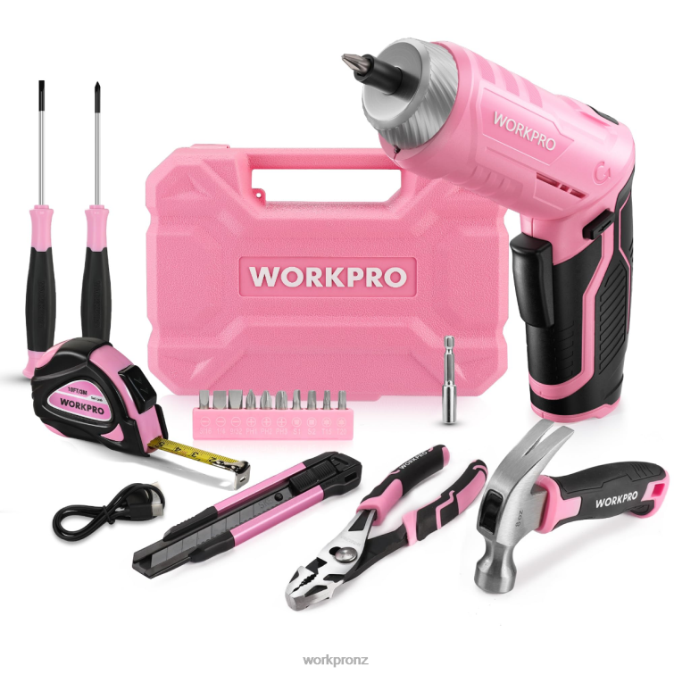 18 Pcs General Home Tool Kit 8884L102 Pink/Blue WORKPRO Tool