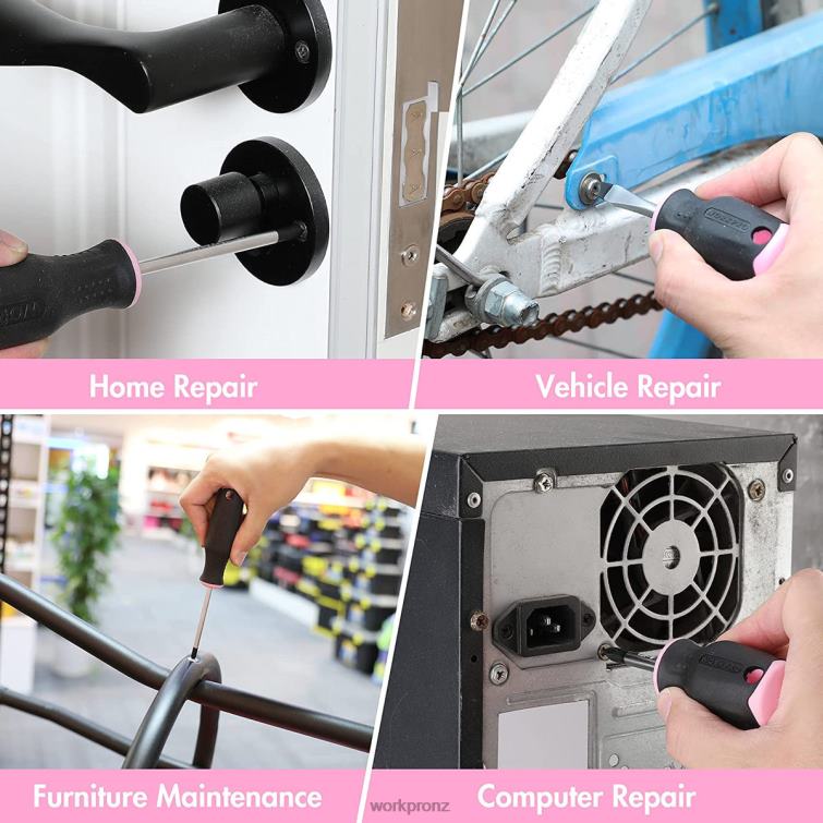 6 Pcs Magnetic Screwdrivers Set 8884L244 Pink WORKPRO Tool