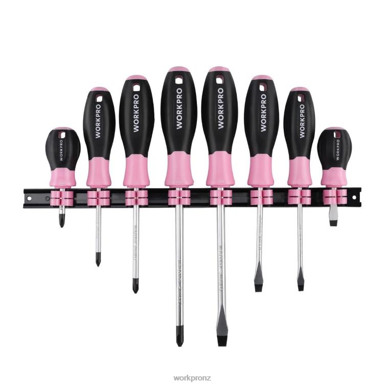 8 Pcs Magnetic Screwdrivers Set with Organizer Rack 8884L247 Useful WORKPRO Tool