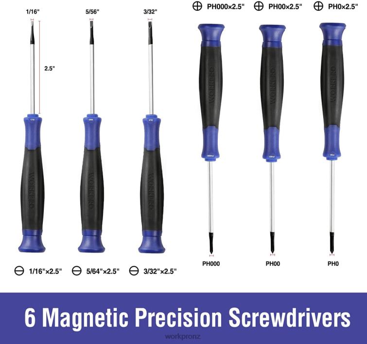 Magnetic Screwdriver Set, 16 Pcs Torx Slotted Phillips Precision Screwdrivers with Magnetizer 8884L98 New WORKPRO Tool