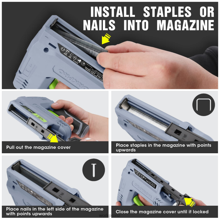 3.6V 2.0Ah Battery Powered Electric Cordless 2-in-1 Staple and Nail Gun 8884L265 Pink/Gray WORKPRO Tool