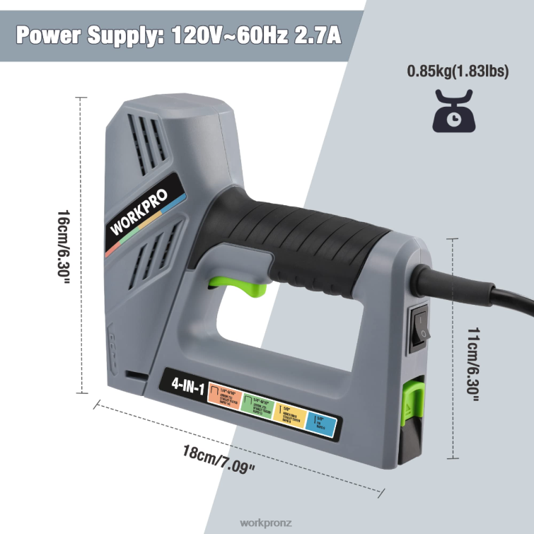 Electric Corded 4-in-1 Nail Gun, Including 3000PCS of Staples and Nails 8884L60 Helpful WORKPRO Tool