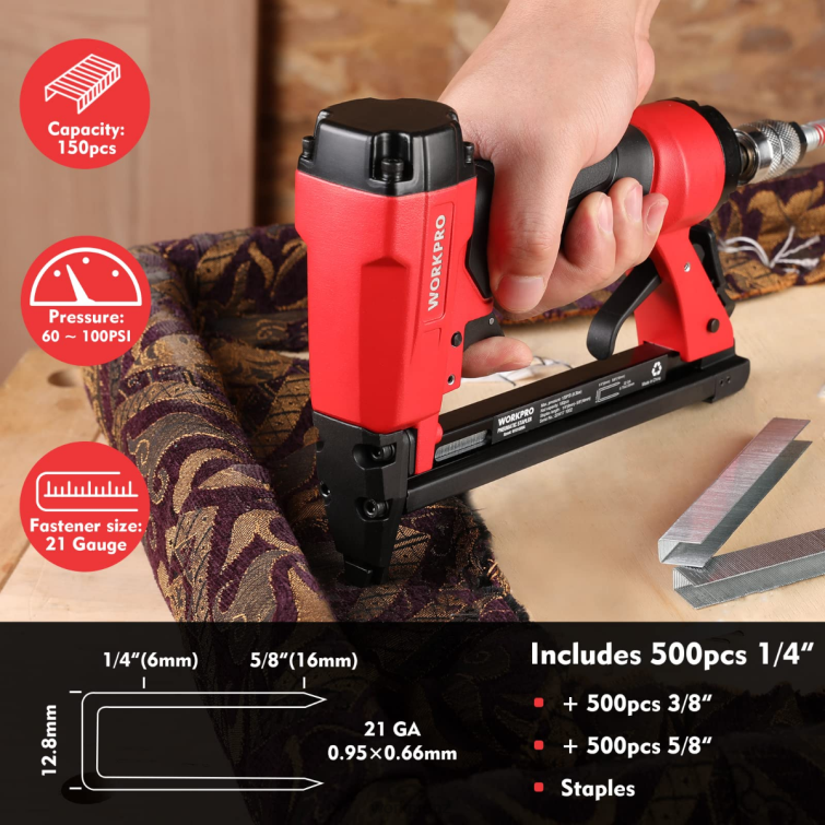 Pneumatic Staple Gun, 8016/7116 Upholstery Stapler 8884L182 Morden WORKPRO Tool