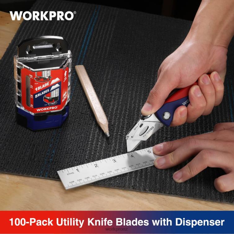 100 Pcs SK5 Carbon Steel Utility Knife Blades Replacement with Dispenser 8884L49 Red/Pink WORKPRO Tool
