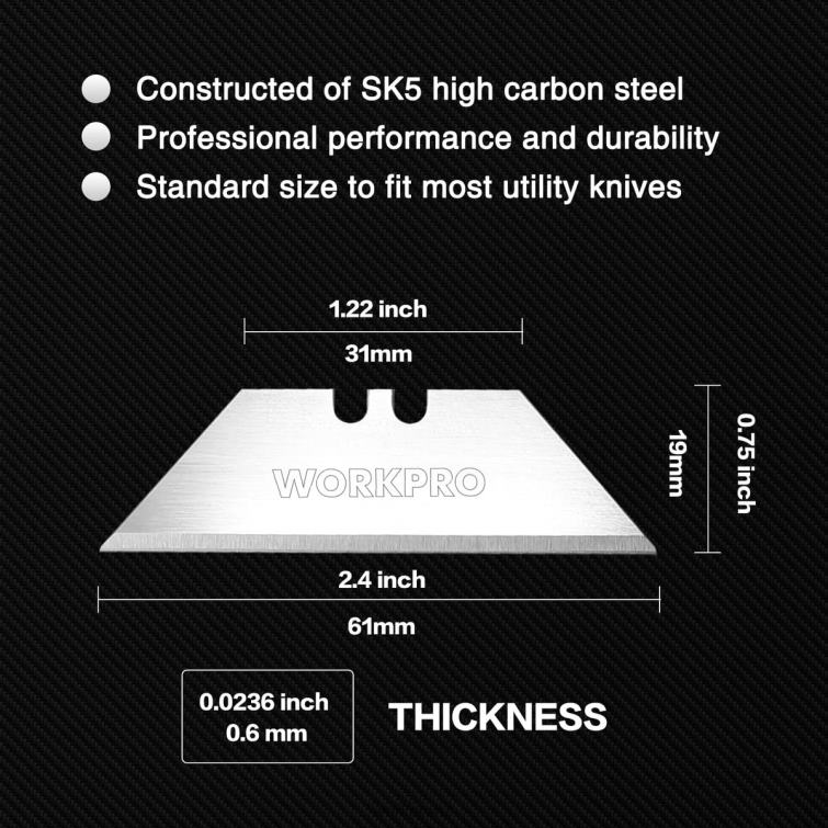 100 Pcs SK5 Carbon Steel Utility Knife Blades Replacement with Dispenser 8884L49 Red/Pink WORKPRO Tool