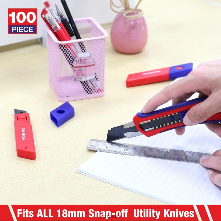 18mm Snap-off Blades SK5 Steel Replacement Blade Fits Pack of 100 8884L53 Useful WORKPRO Tool