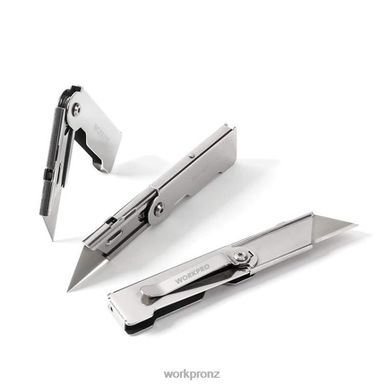 3 Pcs Quick Change Folding Pocket Utility Knife Set with Belt Clip 8884L45 Morden WORKPRO Tool