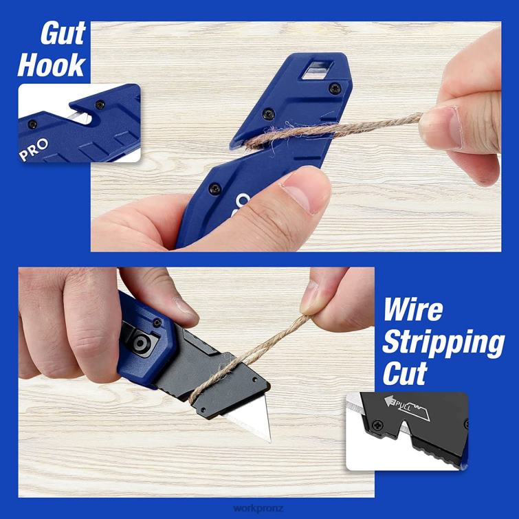 Folding Utility Knife Lightweight Nylon Handle Utility Cutter with 10-piece Extra Blades 8884L38 Red/Blue/Black WORKPRO Tool