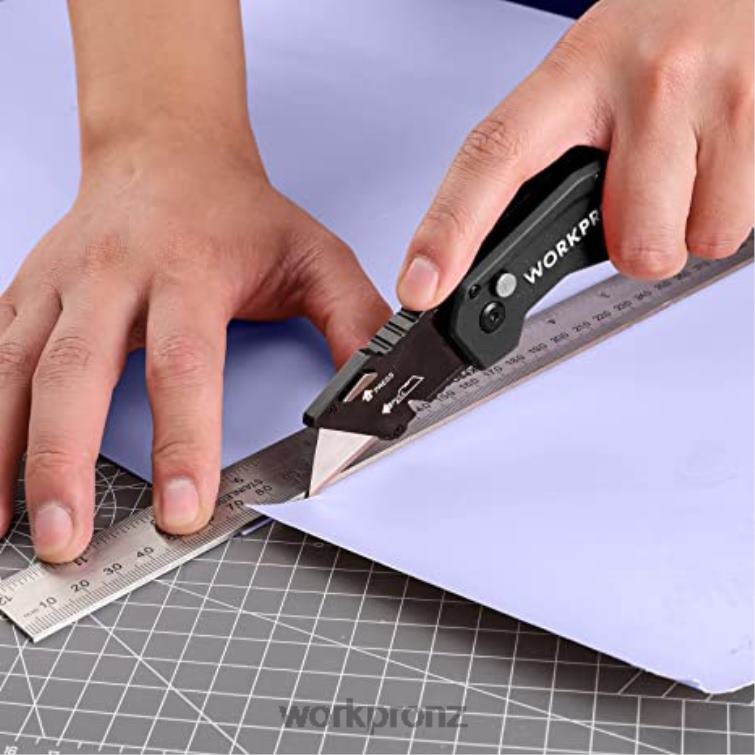 Folding Utility Knife Lightweight Nylon Handle Utility Cutter with 10-piece Extra Blades 8884L38 Red/Blue/Black WORKPRO Tool