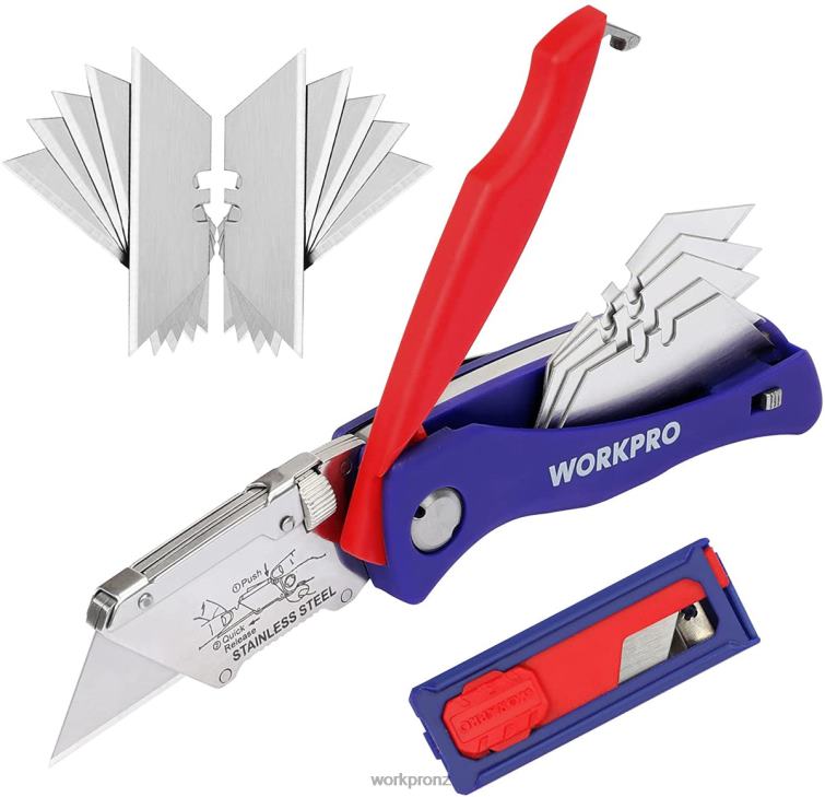 Folding Utility Knife with Back Lock Quick-change Box Cutter with Belt Clip 8884L46 Morden WORKPRO Tool