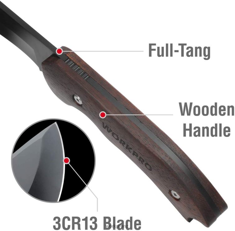 Full Tang Wood Handle Axe and Fixed Blade Knife Combo Set with Nylon Sheath 8884L48 Useful WORKPRO Tool