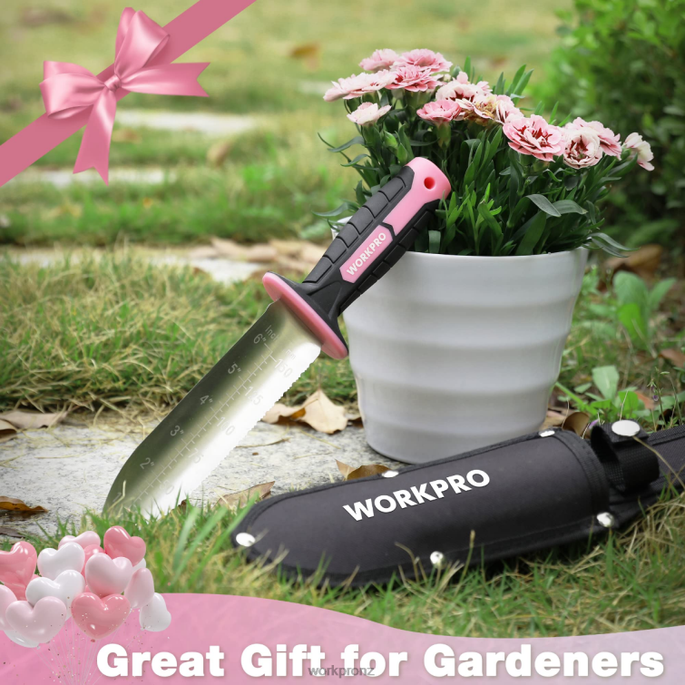 Garden Knife with Oxford Sheath, Stainless Steel Blade with Cutting Edge 8884L283 Green/Pink WORKPRO Tool