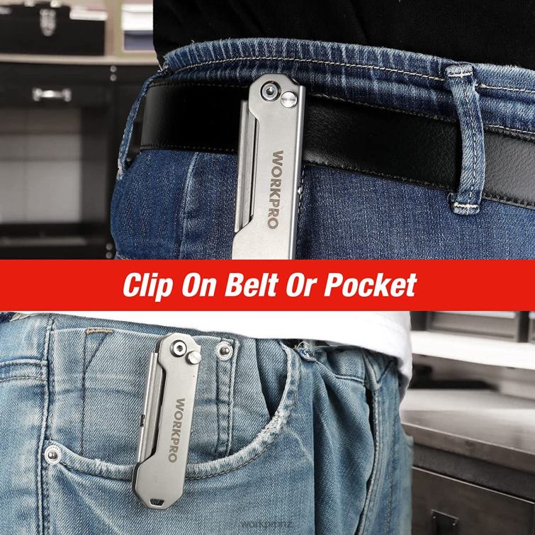 Quick Change Folding Pocket Utility Knife Mini Stainless Steel Folding Knife with Belt Clip 8884L47 New WORKPRO Tool