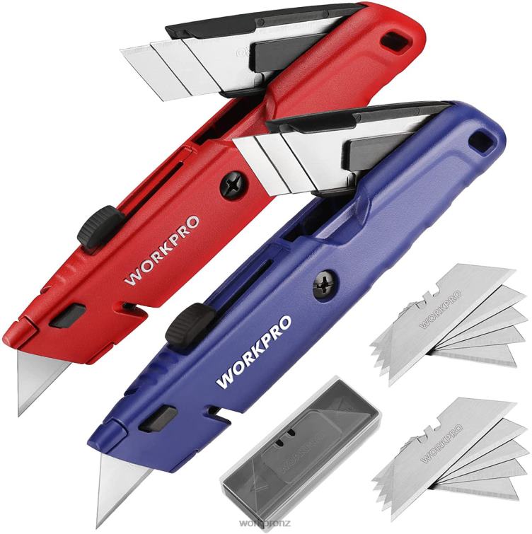Retractable Utility Knife with Extra Blade Storage, 2 Pack Quick-Change Box Cutters 8884L56 Morden WORKPRO Tool