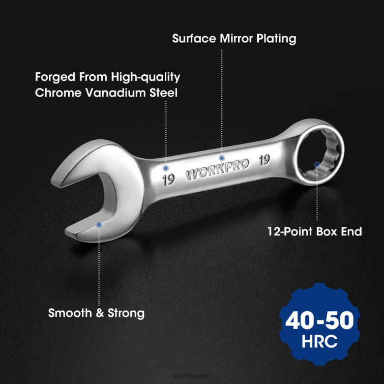 12 Pcs Stubby Combination Wrench Set 8884L97 Helpful WORKPRO Tool
