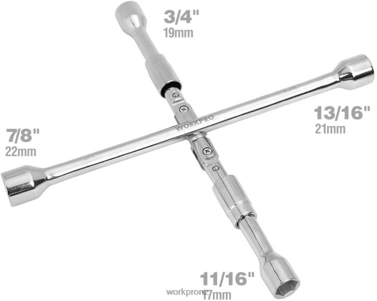 14-Inch Universal Folding Lug 4-Way Cross Wrench 8884L90 Helpful WORKPRO Tool