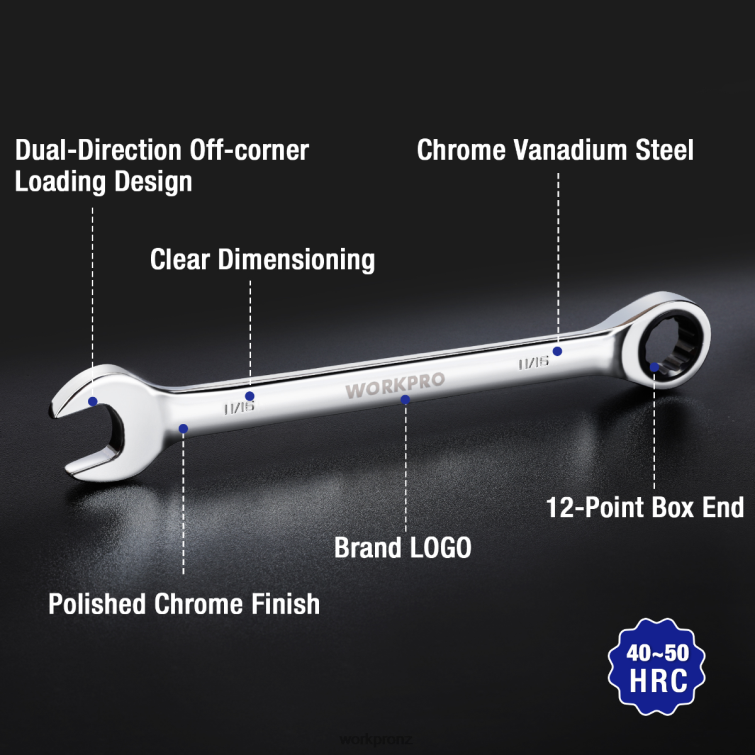 22-Piece Ratcheting Combination Wrench Set 8884L81 Morden WORKPRO Tool