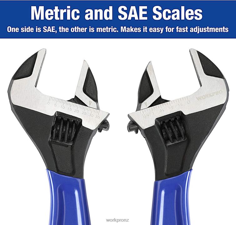 2 Pcs Adjustable Wrench Set for Home GarageWorkshop and DIY 8884L87 Helpful WORKPRO Tool