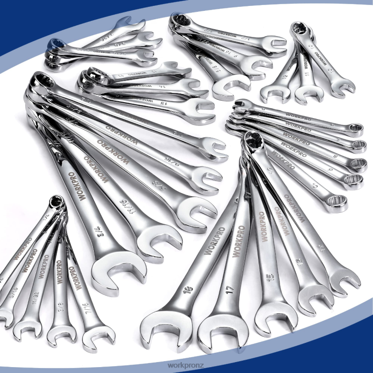 32 Pcs SAE & Metric Combination 12 PT Regular and Stubby Wrench Set 8884L92 Morden WORKPRO Tool