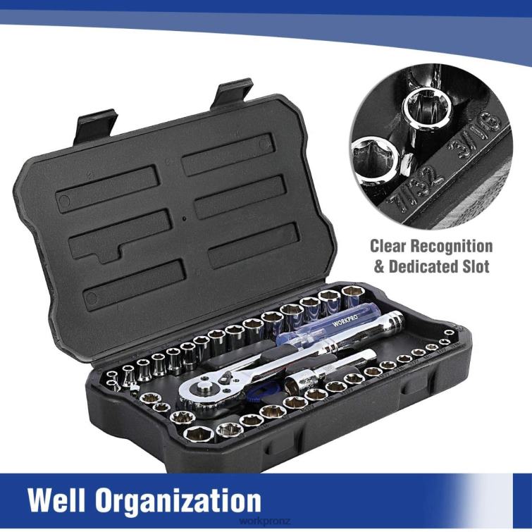 39 Pcs Drive Socket Wrench Set, 1/4-Inch & 3/8-Inch Small Sockets Set 8884L140 New WORKPRO Tool