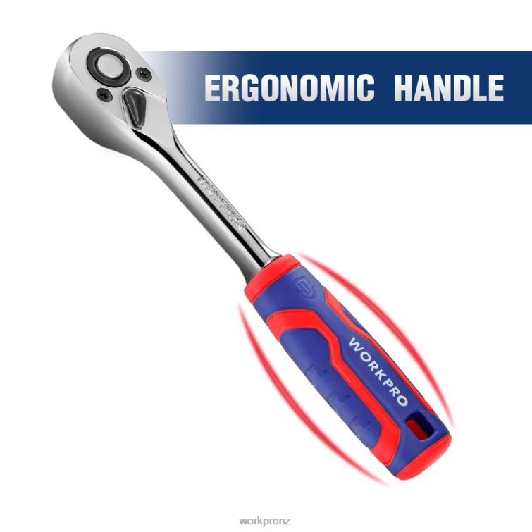 3 Pcs Ratchet Set, Quick-Release Reversible 72-Tooth 40CR Steel Drive Socket Wrench 8884L91 Helpful WORKPRO Tool