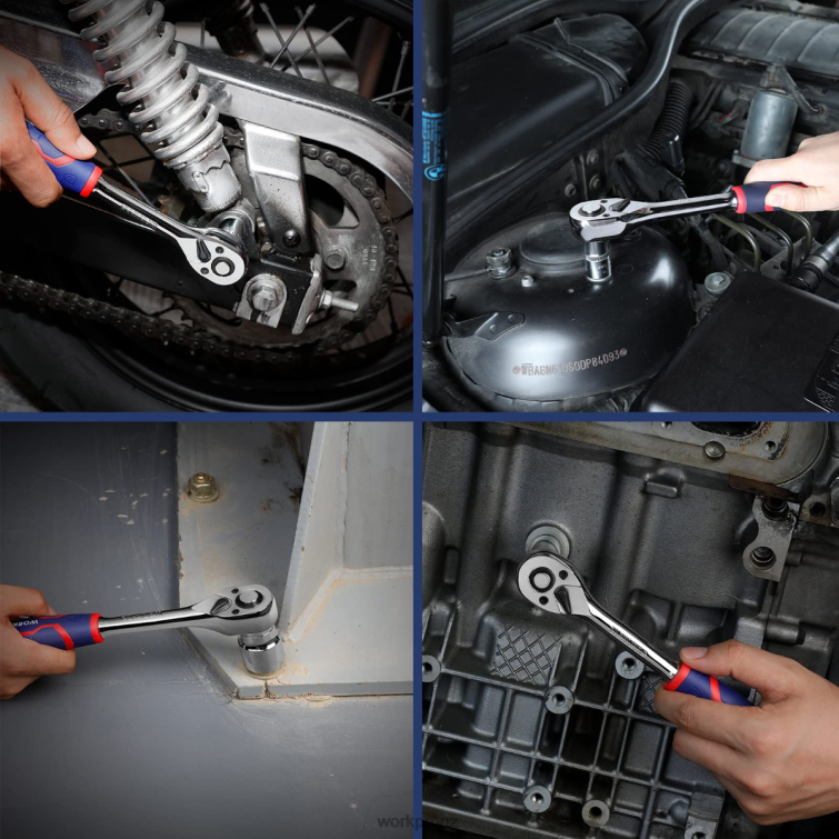 3 Pcs Ratchet Set, Quick-Release Reversible 72-Tooth 40CR Steel Drive Socket Wrench 8884L91 Helpful WORKPRO Tool