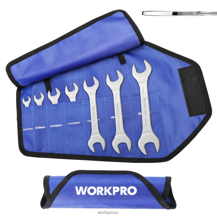 7 Pcs Metric Super-Thin Wrench Set with Roll-up Organizer Pouch 8884L96 Helpful WORKPRO Tool